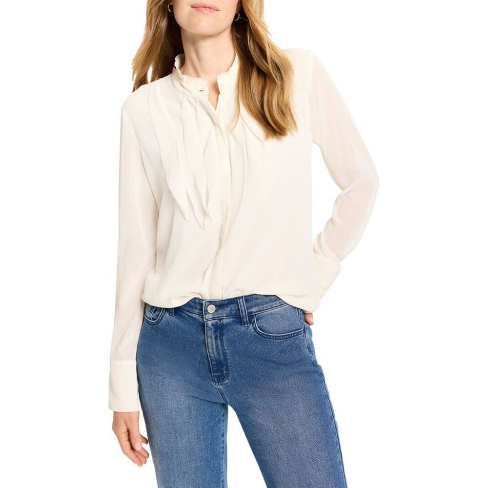 Nic+Zoe Womens Falling Chiffon Long Sleeve Top